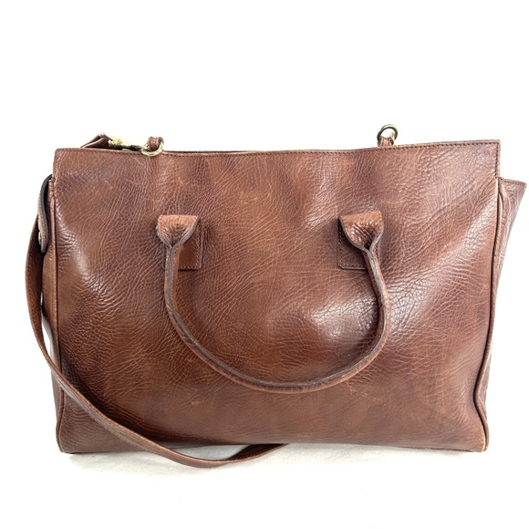 Piel Morena Brown Leather Large Briefcase Business Laptop Travel - Picture 4 of 11